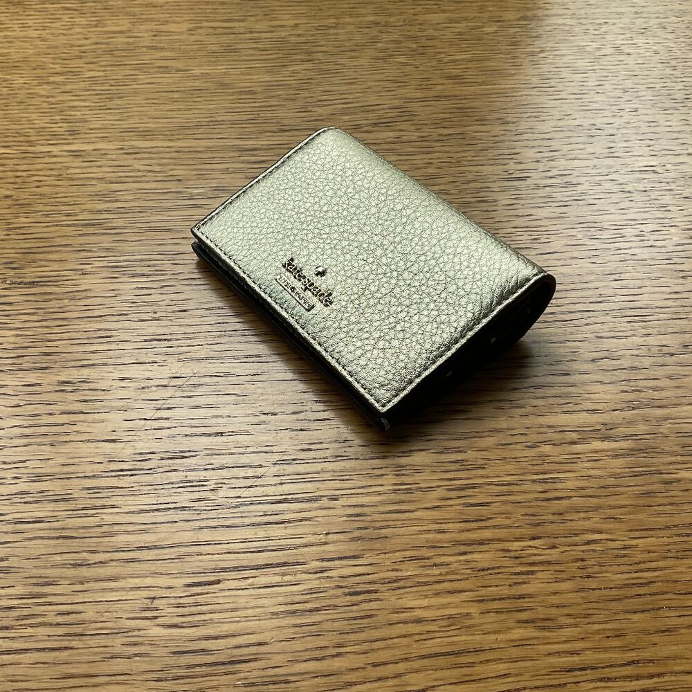 KATE SPADE Gold and Black Polka Dot Bifold Wallet